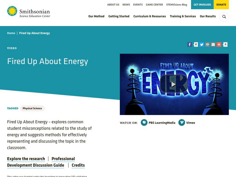 Smithsonian Science Education Center: Fired Up About Energy Instructional Video Smithsonian Science Education Center: Fired Up About Energy Instructional Video