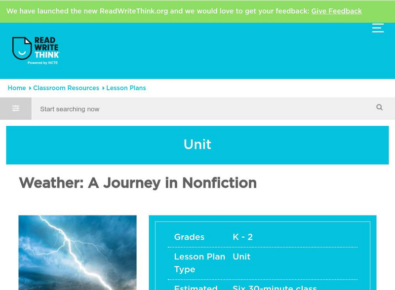 Read Write Think: Weather: A Journey in Nonfiction Lesson Plan Read Write Think: Weather: A Journey in Nonfiction Lesson Plan