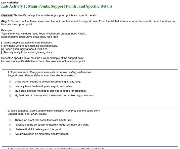 Pearson Longman: Main Points, Support Points, and Specific Details Unknown Type