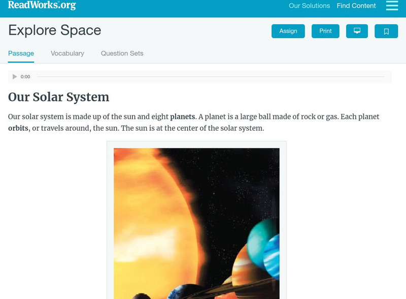 Read Works: Explore Space Activity Read Works: Explore Space Activity