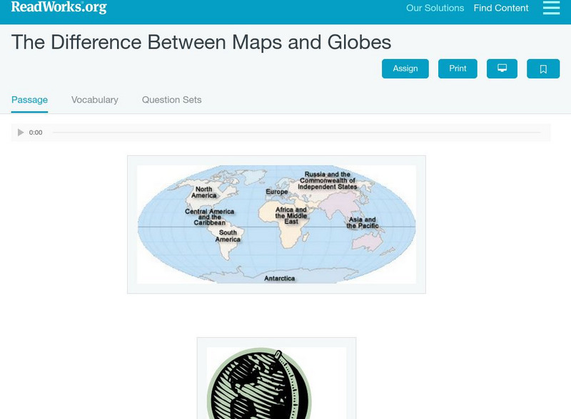 Read Works: The Difference Between Maps and Globes Activity Read Works: The Difference Between Maps and Globes Activity