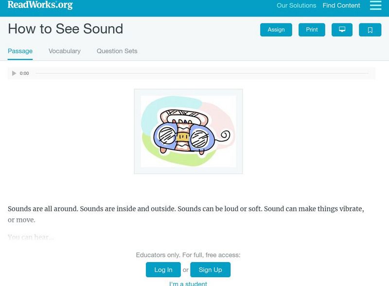 Read Works: How to See Sound Activity Read Works: How to See Sound Activity