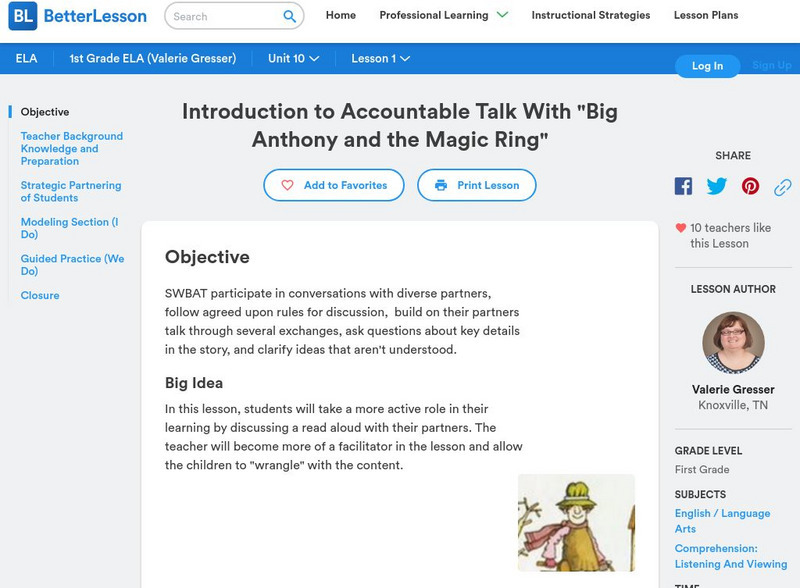 Better Lesson: Introduction to Accountable Talk Lesson Plan Better Lesson: Introduction to Accountable Talk Lesson Plan