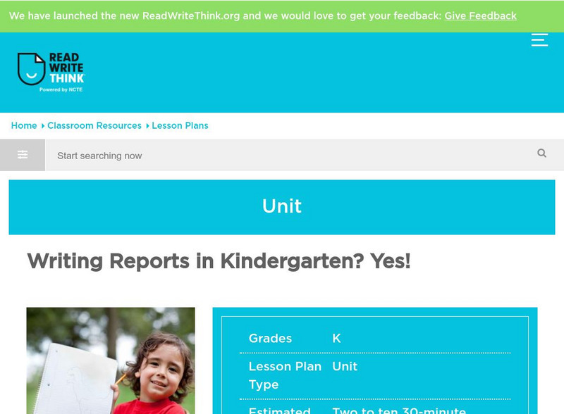 Read Write Think: Writing Reports in Kindergarten Lesson Plan Read Write Think: Writing Reports in Kindergarten Lesson Plan