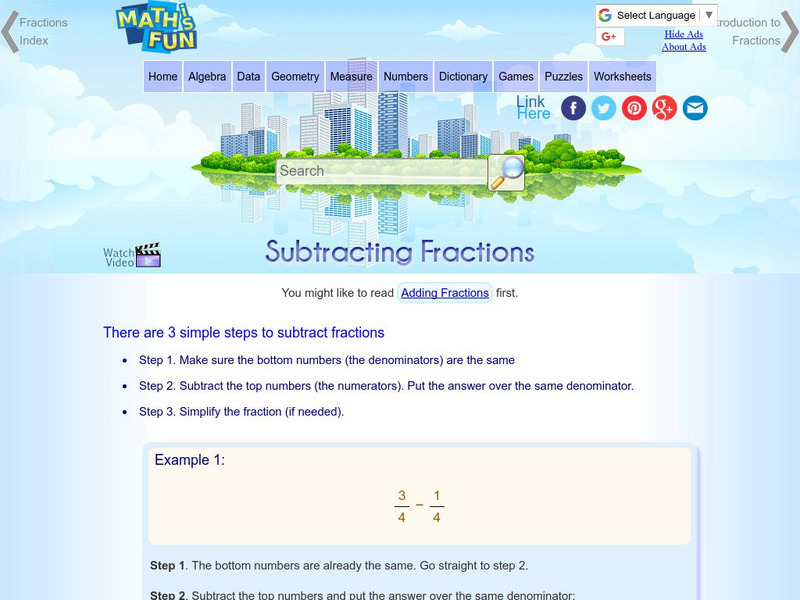 Math Is Fun: Subtraction of Fractions Unit Plan Math Is Fun: Subtraction of Fractions Unit Plan