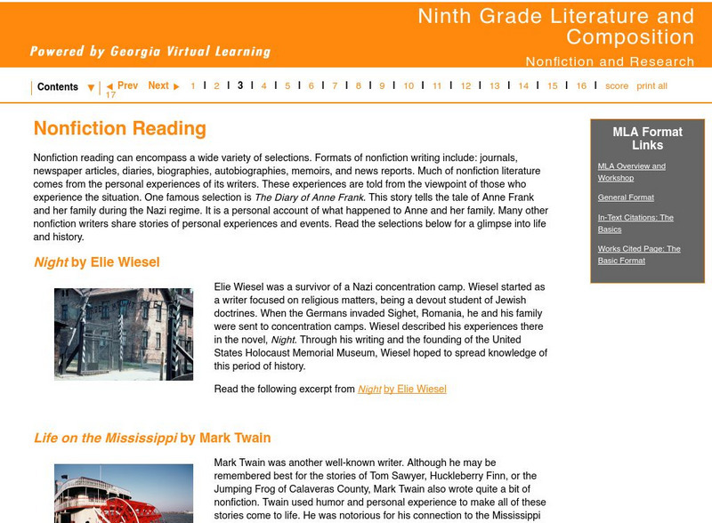 Ga Virtual Learning: Nonfiction and Research: Nonfiction Reading Unit Plan Ga Virtual Learning: Nonfiction and Research: Nonfiction Reading Unit Plan