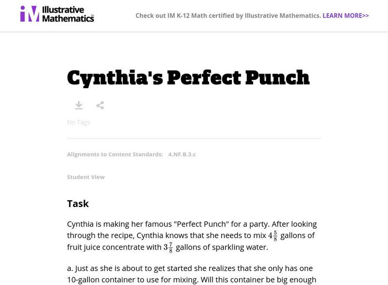 Illustrative Mathematics: 4.nf Cynthia's Perfect Punch Lesson Plan