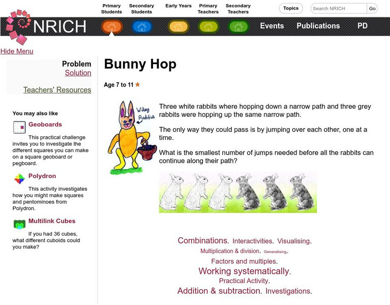 University of Cambridge: Nrich: Bunny Hop Activity University of Cambridge: Nrich: Bunny Hop Activity
