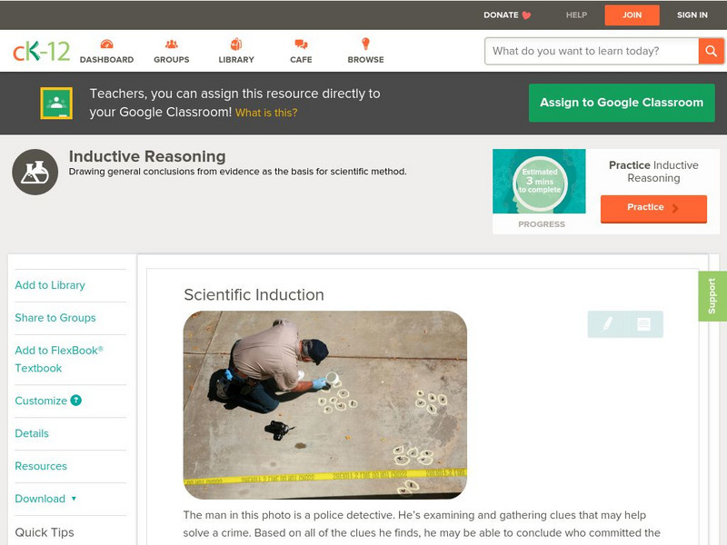 Ck 12: Physical Science: Scientific Induction Unit Plan