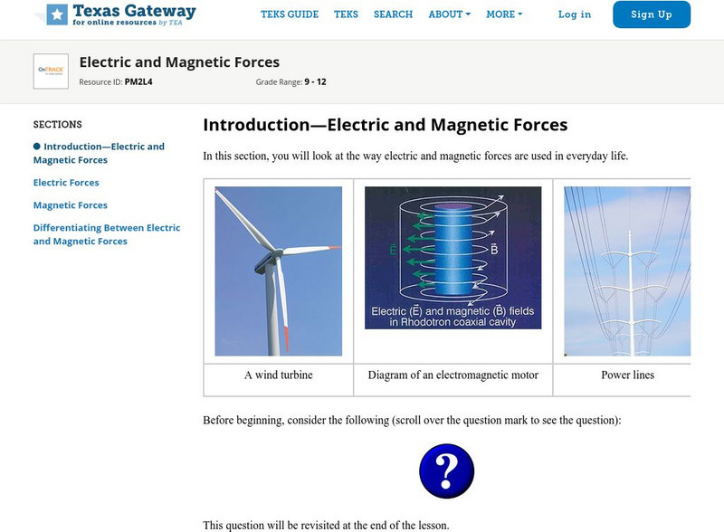 Texas Gateway: Electric and Magnetic Forces Unit Plan Texas Gateway: Electric and Magnetic Forces Unit Plan