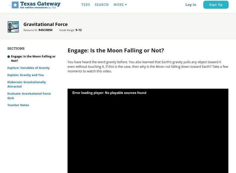 Texas Gateway: Gravitational Force Unit Plan Texas Gateway: Gravitational Force Unit Plan