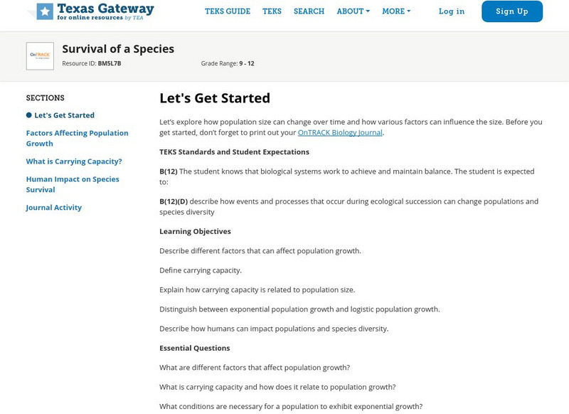 Texas Gateway: Survival of a Species Unit Plan Texas Gateway: Survival of a Species Unit Plan