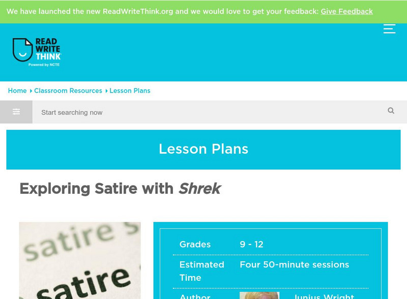 Read Write Think: Exploring Satire With Shrek Lesson Plan Read Write Think: Exploring Satire With Shrek Lesson Plan