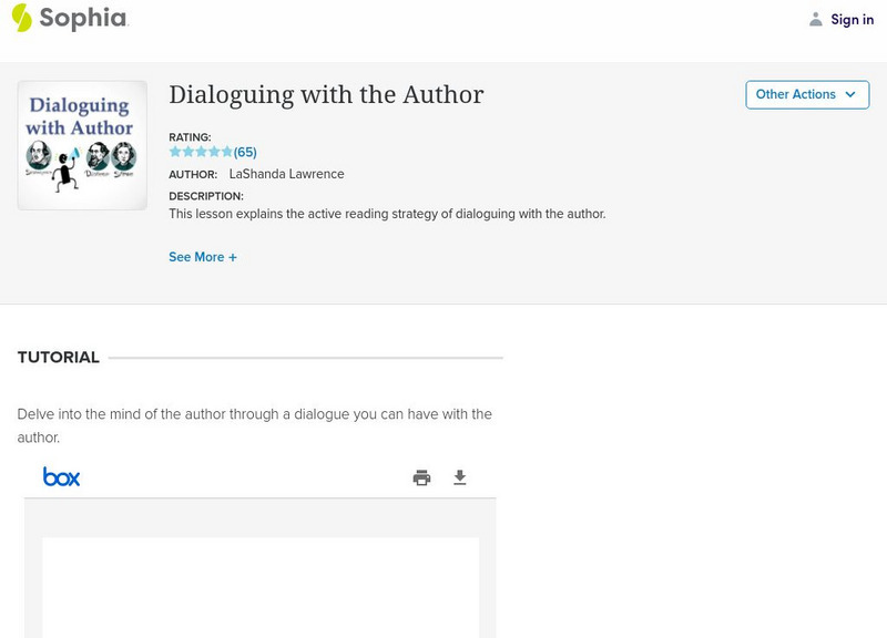 Sophia: Dialoguing With the Author: Tutorial PPT Sophia: Dialoguing With the Author: Tutorial PPT