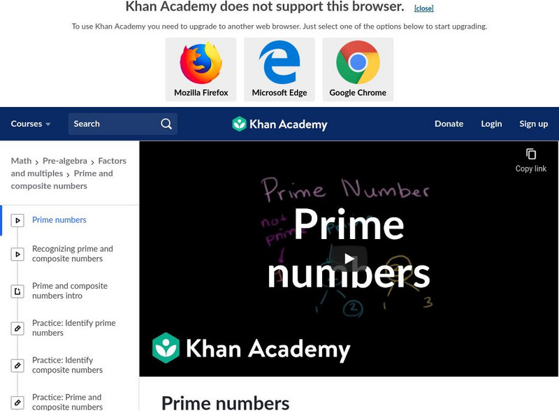 Khan Academy: Prime Numbers Instructional Video Khan Academy: Prime Numbers Instructional Video