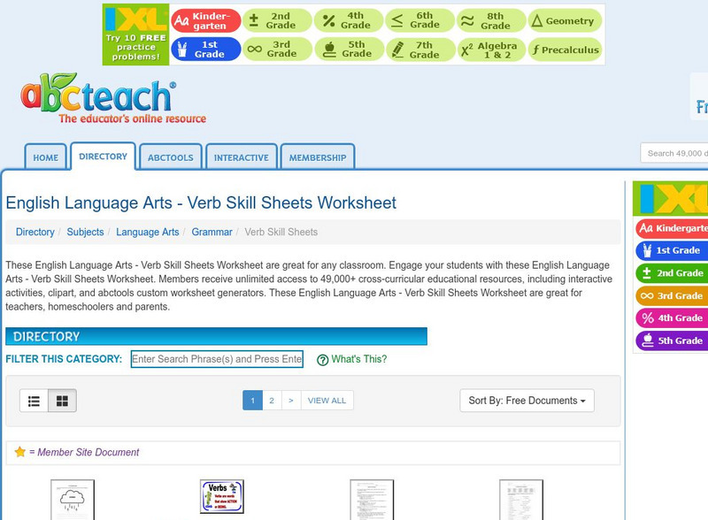 Abc Teach: Verb Skill Sheets Unknown Type Abc Teach: Verb Skill Sheets Unknown Type