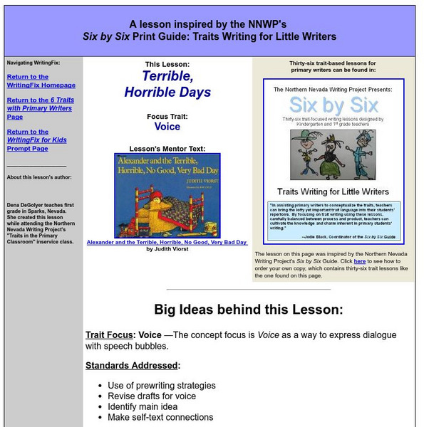 Writing Fix: Terrible, Horrible Days Lesson Plan Writing Fix: Terrible, Horrible Days Lesson Plan
