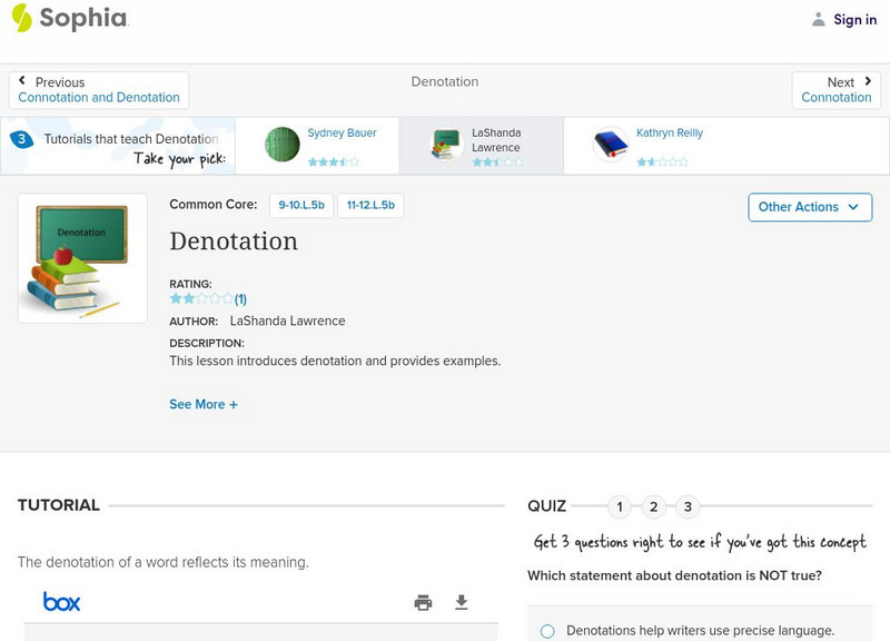 Sophia: Denotation: Lesson 3 PPT Sophia: Denotation: Lesson 3 PPT