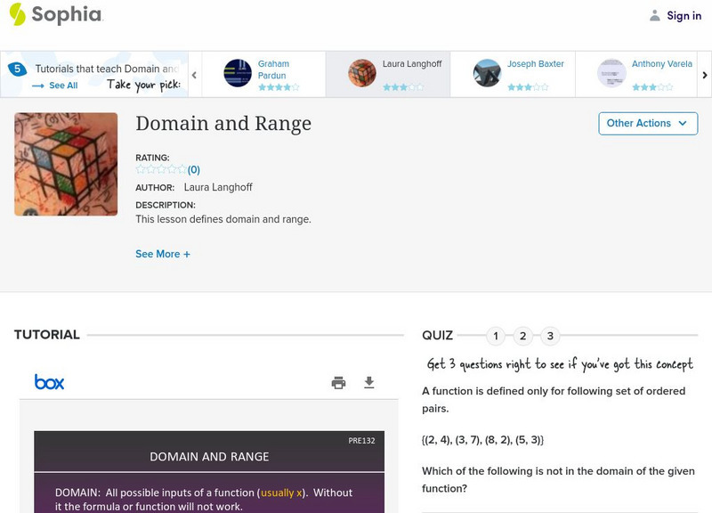 Sophia: Domain and Range: Lesson 3 PPT Sophia: Domain and Range: Lesson 3 PPT