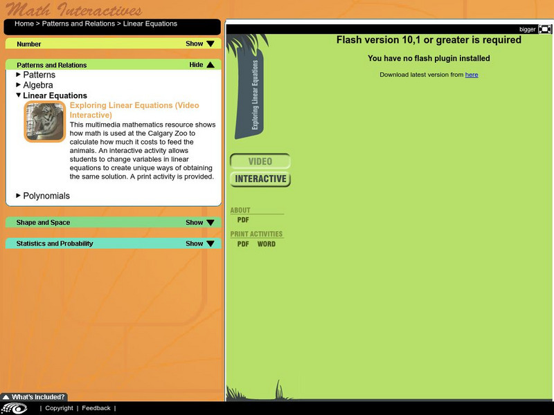 Learn Alberta: Exploring Linear Equations Interactive Learn Alberta: Exploring Linear Equations Interactive