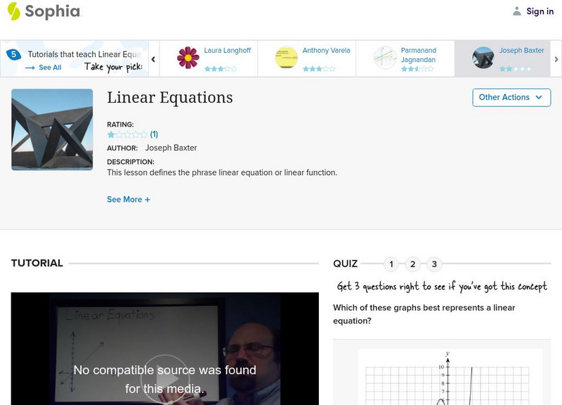 Sophia: Linear Equations Instructional Video Sophia: Linear Equations Instructional Video