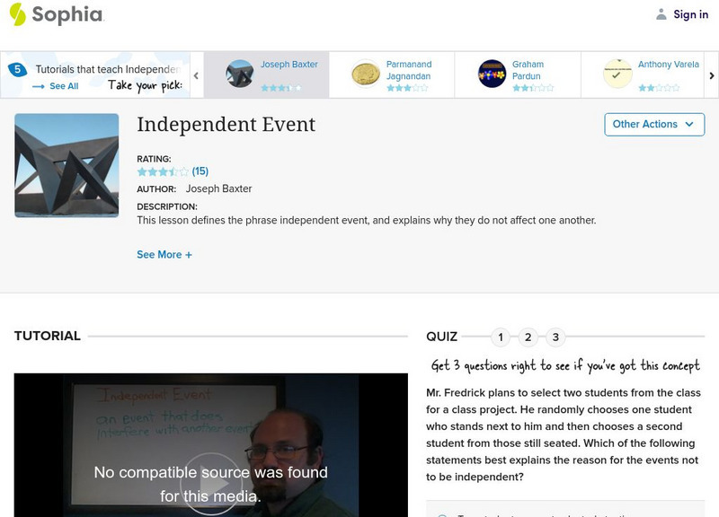 Sophia: Independent Event Instructional Video