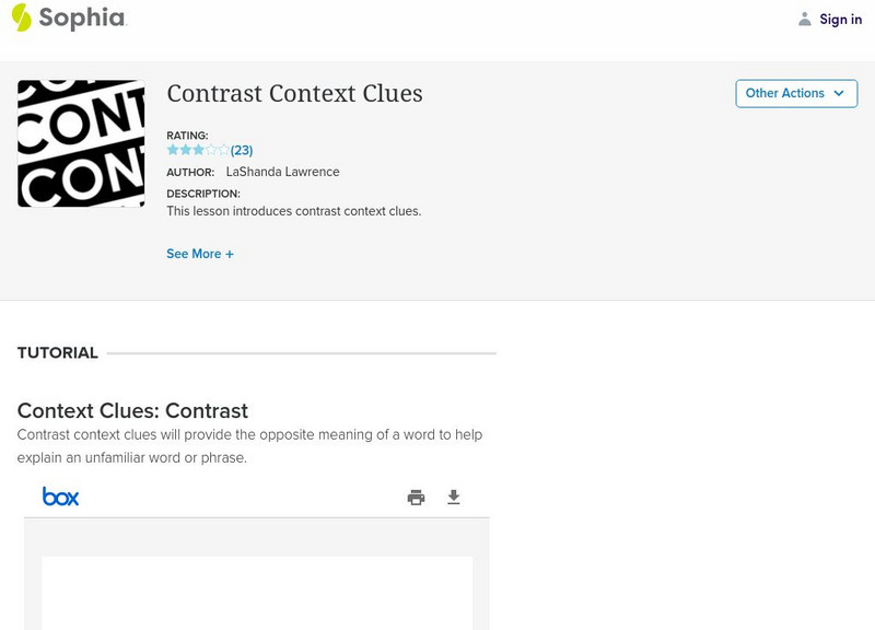 Sophia: Contrast Context Clues PPT Sophia: Contrast Context Clues PPT