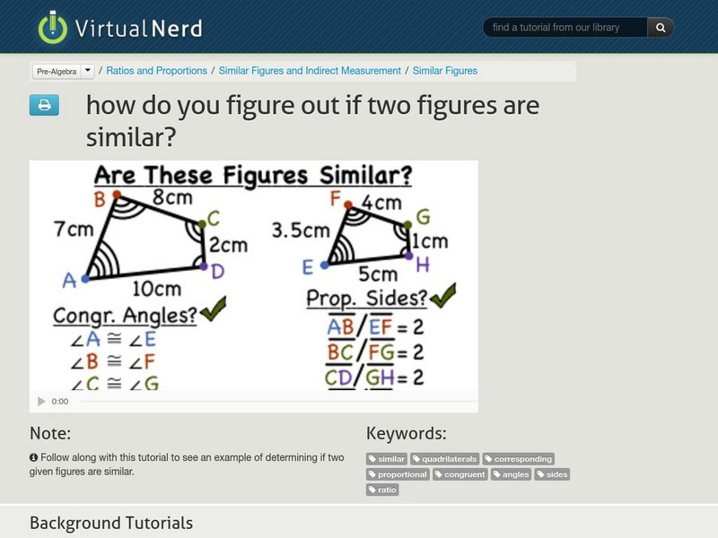 Virtual Nerd: How Do You Figure Out if Two Figures Are Similar? Instructional Video Virtual Nerd: How Do You Figure Out if Two Figures Are Similar? Instructional Video