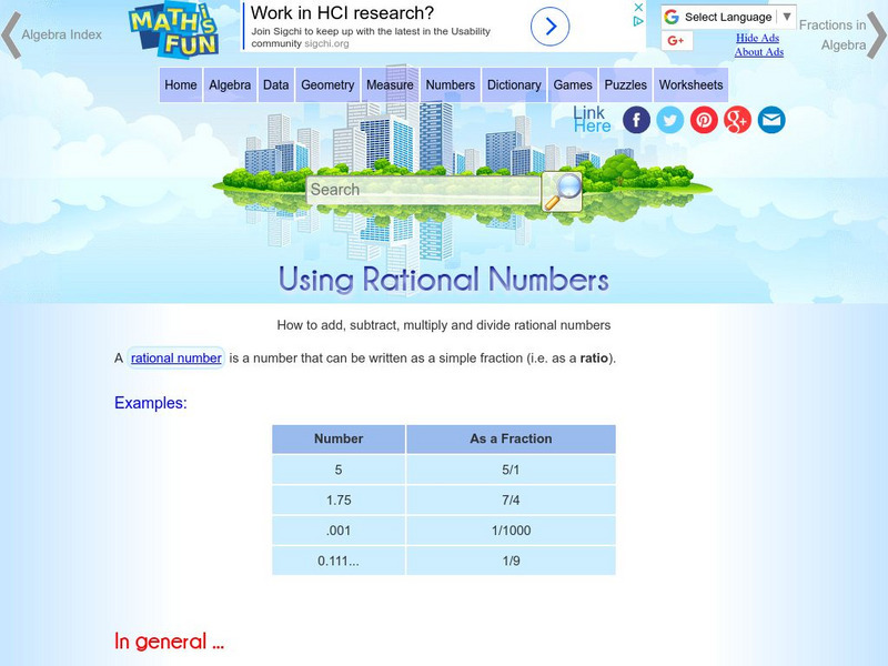 Math Is Fun: Using Rational Numbers Activity Math Is Fun: Using Rational Numbers Activity