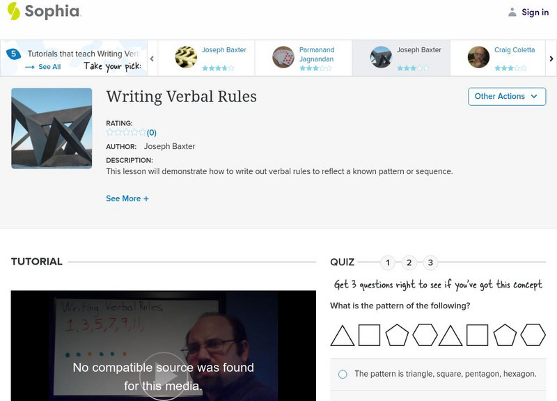 Sophia: Writing Verbal Rules: Lesson 3 Instructional Video