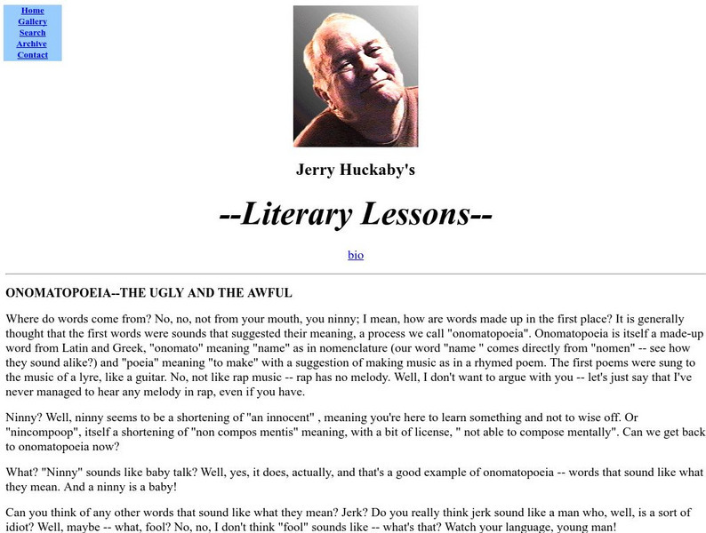Literary Lessons: Onomatopoeia Article Literary Lessons: Onomatopoeia Article