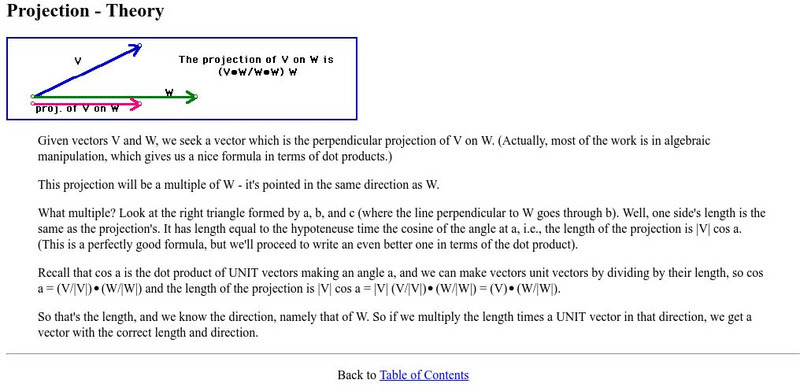 The Math Forum: Projection: Theory Handout The Math Forum: Projection: Theory Handout