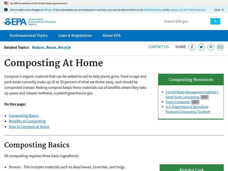 Epa: Composting at Home Handout Epa: Composting at Home Handout