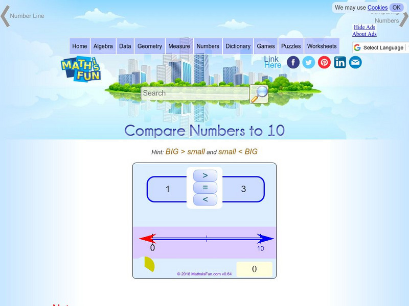 Math Is Fun: Compare Numbers to 10 Activity Math Is Fun: Compare Numbers to 10 Activity