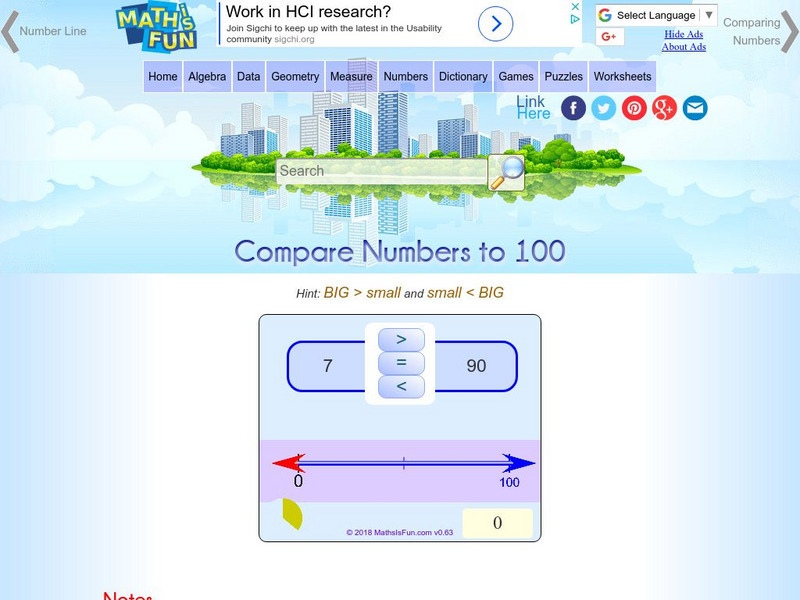 Math Is Fun: Compare Numbers to 100 Activity Math Is Fun: Compare Numbers to 100 Activity