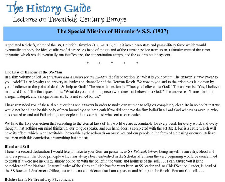 The History Guide: The Special Mission of Himmler's s.s. Primary The History Guide: The Special Mission of Himmler's s.s. Primary