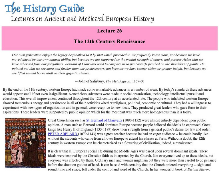 The History Guide: The 12th Century Renaissance Handout The History Guide: The 12th Century Renaissance Handout