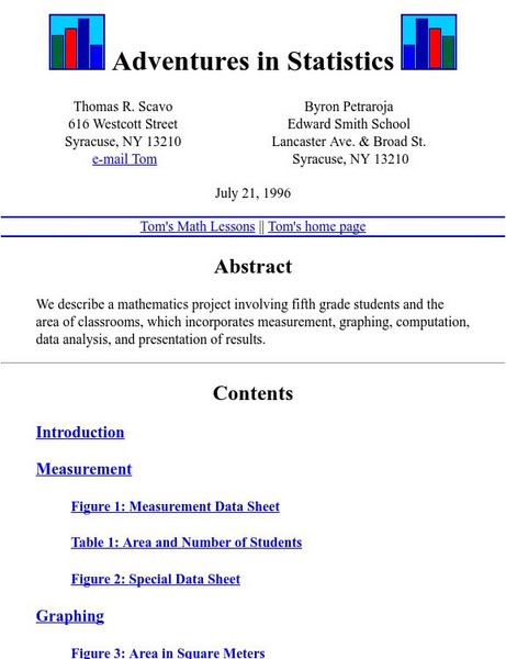 The Math Forum: Drexel Math Forum: Adventures in Statistics Lesson Plan The Math Forum: Drexel Math Forum: Adventures in Statistics Lesson Plan