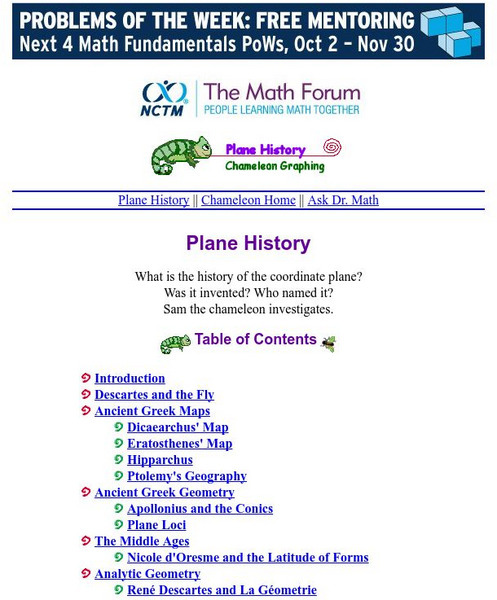 The Math Forum: The History of the Coordinate Plane Activity The Math Forum: The History of the Coordinate Plane Activity