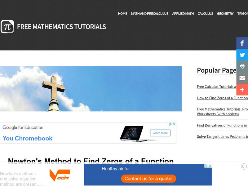 Analyze Math: Newton's Method to Find Zeros of a Function Activity Analyze Math: Newton's Method to Find Zeros of a Function Activity