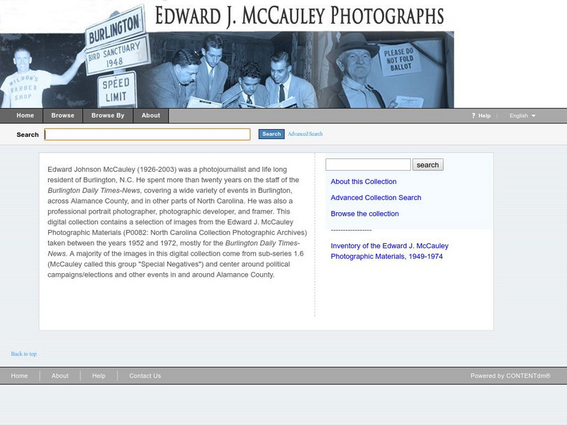 University of North Carolina: Edward Mc Cauley Collection Website