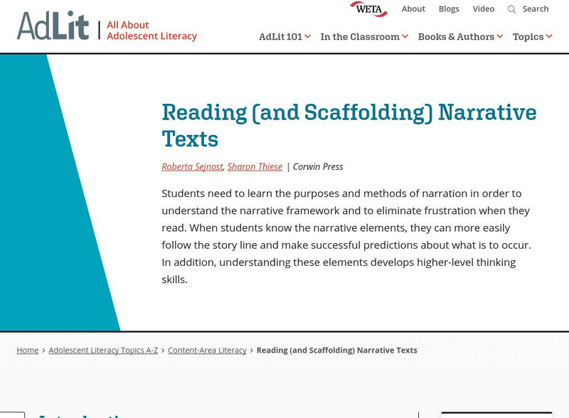 Ad lit.org: Reading (And Scaffolding) Narrative Texts Professional Doc Ad lit.org: Reading (And Scaffolding) Narrative Texts Professional Doc