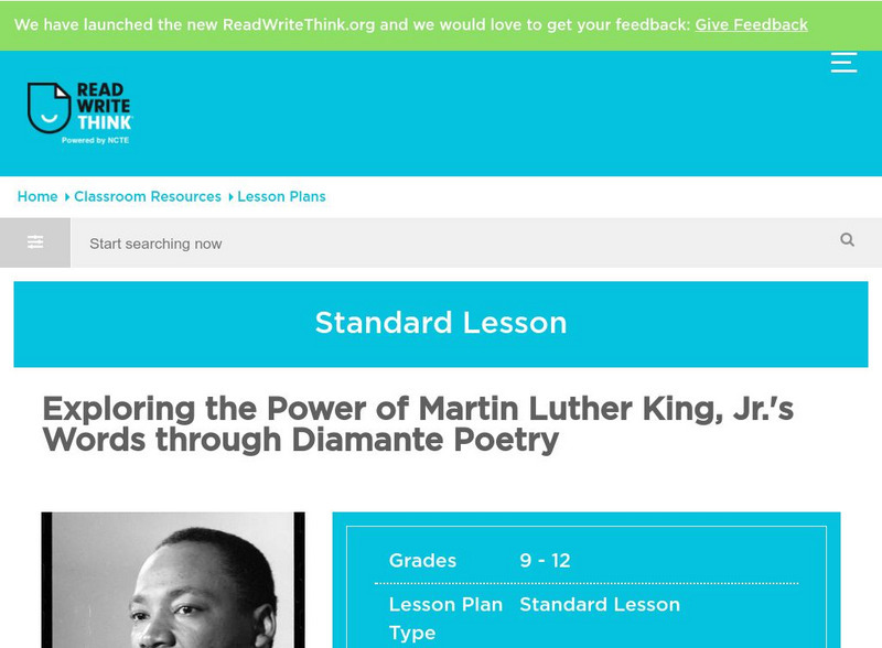 Read Write Think: Exploring Mlk's Words Through Poetry Lesson Plan Read Write Think: Exploring Mlk's Words Through Poetry Lesson Plan