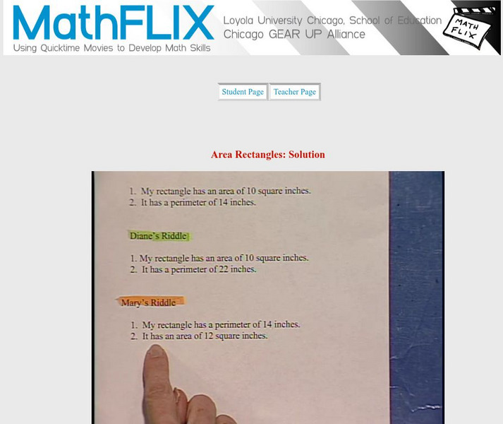 Math Flix: Extended Response: Area Rectangles Solution Instructional Video Math Flix: Extended Response: Area Rectangles Solution Instructional Video