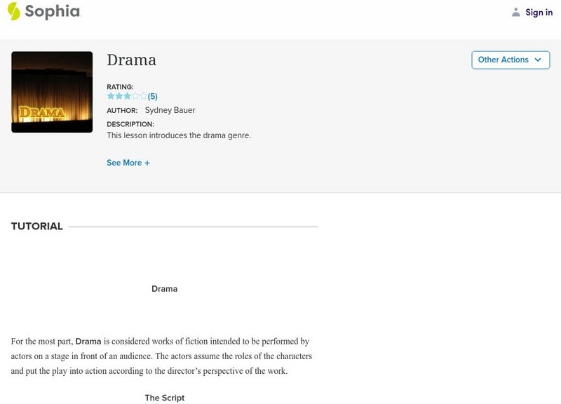 Sophia: Drama Instructional Video Sophia: Drama Instructional Video