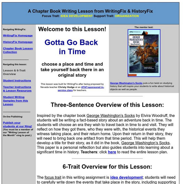 Writing Fix: Gotta Go Back in Time Lesson Plan Writing Fix: Gotta Go Back in Time Lesson Plan