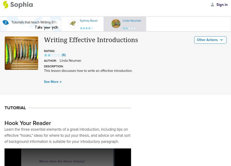 Sophia: Writing Effective Introductions Instructional Video Sophia: Writing Effective Introductions Instructional Video