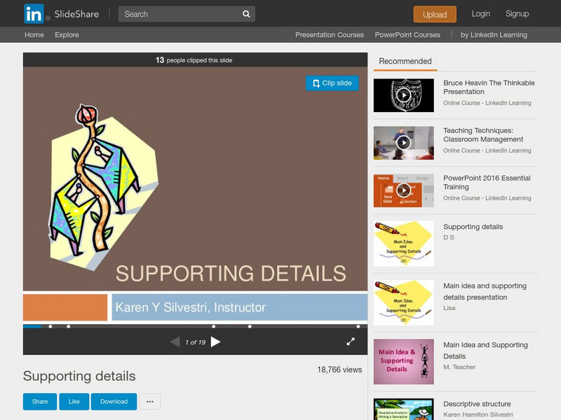 Slide Share: Supporting Details PPT Slide Share: Supporting Details PPT