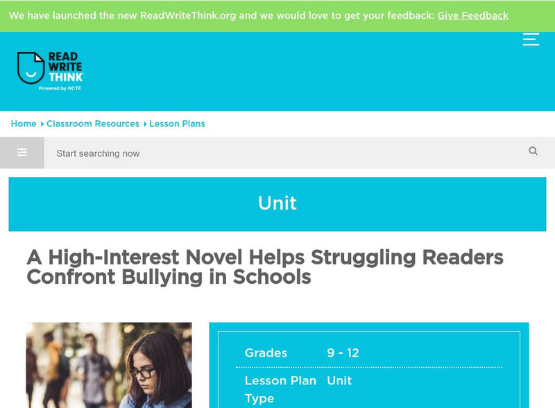 Read Write Think: A Novel That Confronts Bullying in Schools Lesson Plan Read Write Think: A Novel That Confronts Bullying in Schools Lesson Plan