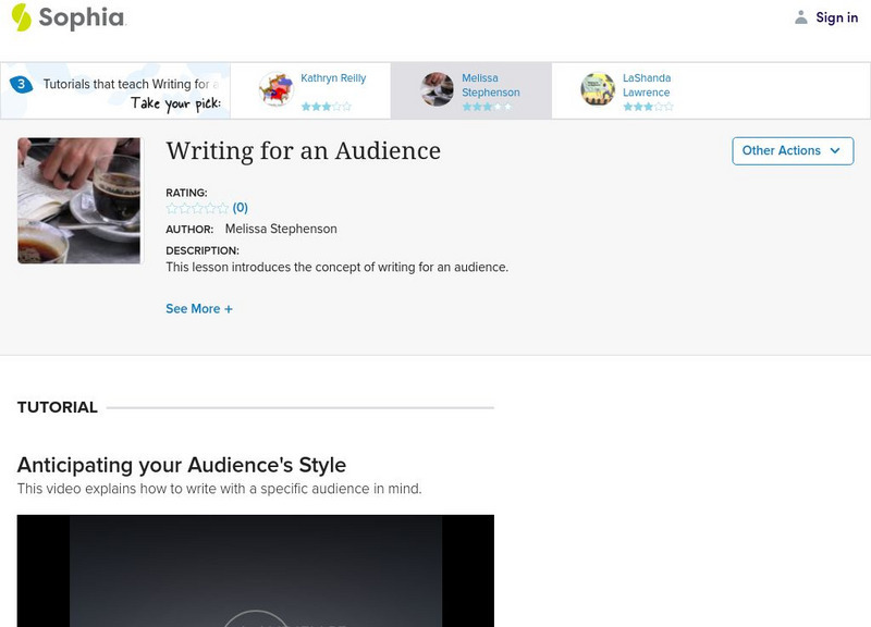 Sophia: Writing for an Audience Instructional Video Sophia: Writing for an Audience Instructional Video